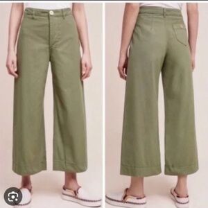 Pilcro and the Letterpress Logan High Rise Wide Leg Pants Green Size 26 EUC